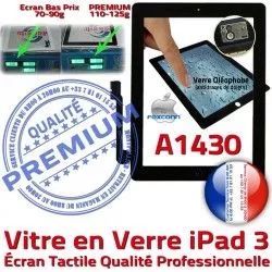 Fixation Oléophobe Apple iPad3 Ecran Remplacement iPad Qualité PREMIUM HOME Precollé Noir A1430 Verre Vitre Tactile Adhésif Bouton Caméra 3