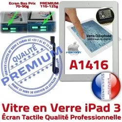 PREMIUM Remplacement A1416 Caméra Tactile HOME Ecran Vitre Blanc iPad Adhésif iPad3 Verre Precollé Oléophobe Qualité Fixation 3 Apple Bouton