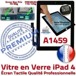 PREMIUM A1459 Remplacement iPad Caméra Verre Vitre Adhésif Tactile Bouton Ecran Noir Precollé 4 Qualité Fixation HOME Apple Oléophobe iPad4