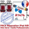 PACK iPad AIR A1474 B Outils Verre KIT Réparation Oléophobe Vitre Qualité Precollé PREMIUM Adhésif Tactile Blanche Bouton Nappe HOME