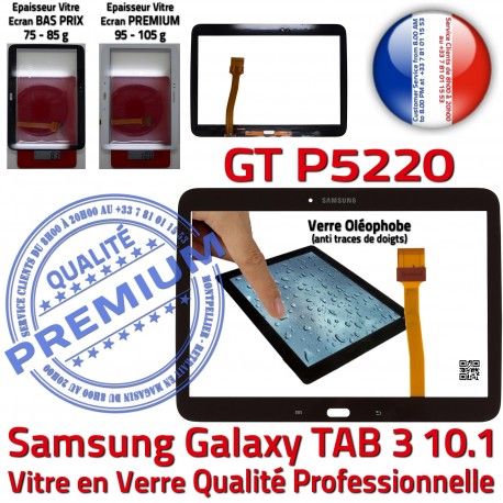 Samsung Galaxy TAB 3 GT-P5220 N LCD Noire Vitre 10.1 GT en Tactile Qualité P5220 Prémonté Adhésif Supérieure PREMIUM Assemblée TAB3 Verre Ecran