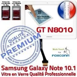 10.1 Blanche N8010 B Qualité Assemblée PREMIUM NOTE Verre Supérieure LCD Tactile Prémonté en Adhésif Samsung GT Ecran GT-N8010 Vitre Galaxy