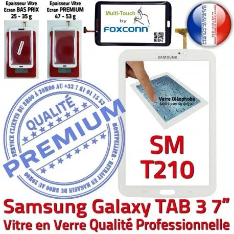 Samsung Galaxy SM-T210 Tab3 B LCD 7 Verre en Assemblée Blanche Supérieure TAB3 Tactile Ecran Adhésif Vitre PREMIUM Prémonté Qualité