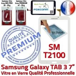 Verre Galaxy Assemblée Samsung Qualité SM-T2100 7 B Blanche Vitre Tactile Supérieure Adhésif en LCD Ecran PREMIUM Prémonté TAB3 Tab3