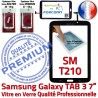 Samsung Galaxy TAB 3 SM-T210 N Assemblée T210 Adhésif 7 Vitre TAB3 Supérieure LCD Qualité PREMIUM en Prémonté Verre SM Tactile Noire Ecran