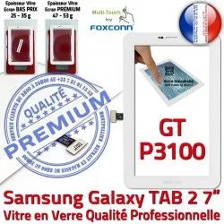 Verre TAB2 GT-P3100 7 Prémonté B Samsung 2 P3100 Adhésif Tactile Supérieure en TAB Assemblée Ecran Galaxy PREMIUM Blanche LCD Vitre GT Qualité