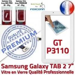 Tactile Adhésif Vitre PREMIUM P3110 LCD 2 inch 7 Galaxy GT Qualité Supérieure Assemblée Verre Samsung TAB2 Blanche Prémonté Ecran Blanc GT-P3110 TAB