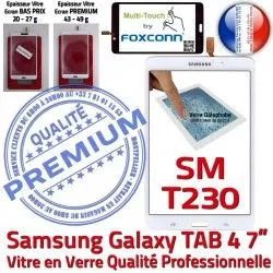 Samsung PREMIUM Supérieure Galaxy Qualité SM-T230NZWAXEF B LCD TAB4 Verre Assemblée Tactile Vitre Prémonté Blanche Ecran Adhésif