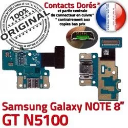 Contact USB GT-N5100 Micro Samsung Chargeur Charge NOTE GT Nappe N5100 Qualité MicroUSB ORIGINAL Connecteur Réparation OFFICIELLE de Galaxy Doré