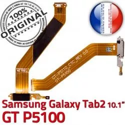 Ch ORIGINAL P5100 Nappe Samsung Réparation TAB2 Connecteur Chargeur MicroUSB Dorés Qualité Charge TAB Galaxy de GT-P5100 Contacts 2 OFFICIELLE GT