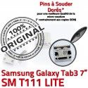 Samsung Galaxy Tab3 SM-T111 USB Pins à SLOT charge Qualité Prise Chargeur souder ORIGINAL de Dorés MicroUSB Connector TAB3 Fiche Dock