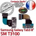 Samsung Galaxy TAB 3 SM-T3100 Ch Dorés ORIGINAL de OFFICIELLE Réparation Qualité Charge Contacts MicroUSB Connecteur Chargeur TAB3 Nappe