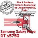 Samsung Galaxy Wave GT s5750 C charge USB Chargeur Dock Pins Flex souder Prise Connector Connecteur à ORIGINAL Dorés Micro de