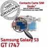 Samsung Galaxy S3 GT i747 S Nappe Contacts Micro-SD Carte Reader Lecteur Memoire Connecteur Connector SIM Qualité ORIGINAL Dorés