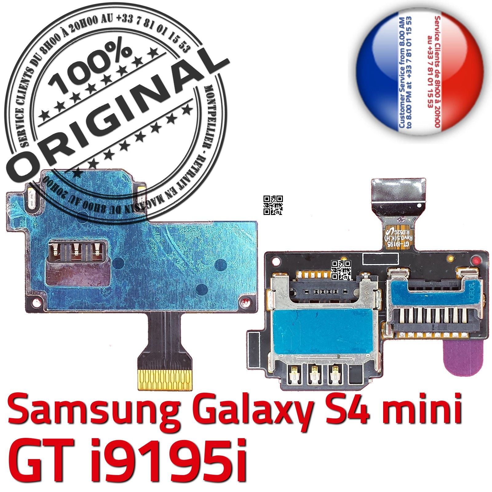 ORIGINAL Connecteur Carte SIM Galaxy S4 GT i9506 LTE-A Lecteur Mémoire  Micro-SD Qualité Contacts SLOT SD Nappe Connexion Dorée