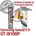 Samsung Galaxy S2 GT i9100P V Nappe SLOT Bouton Volume Pins OR Son Switch souder Dorés ORIGINAL Contacts Connector 2 S Circuit à Connecteur
