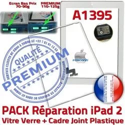 Tablette Blanche Ecran iPad Réparation iPad2 Vitre B A1395 HOME PACK PREMIUM Adhésif Verre Joint Bouton Cadre 2 Precollé Apple Tactile