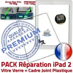 Blanche iPad2 Tactile Bouton Joint Réparation HOME Tablette Adhésif Chassis Apple Verre PREMIUM Vitre PACK Écran Cadre B Precollé