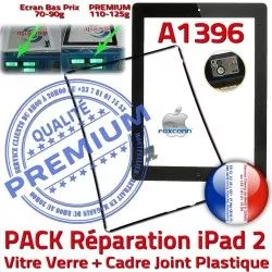 Chassis 2 KIT Precollé Cadre Tablette Apple iPad2 Réparation Adhésif Joint Verre HOME PACK Vitre PREMIUM A1396 Tactile Noire iPad Bouton N