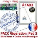 PACK iPad 3 A1403 Joint B Tactile Cadre Vitre Adhésif Tablette Bouton Réparation iPad3 PREMIUM Blanche Contour Precollée Verre Apple HOME