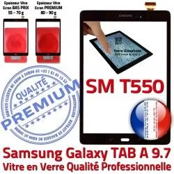 Noir Galaxy Ecran Adhésif Verre TAB-A T550 TAB Assemblée SM Prémonté Vitre Samsung PREMIUM N Qualité 9.7 Tactile Supérieure A SM-T550 Noire