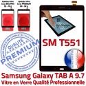 Samsung Galaxy TAB-A SM T551 N Tactile Adhésif Vitre Noire 9.7 SM-T551 PREMIUM Assemblée Noir Verre Supérieure Assemblé Ecran Qualité