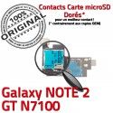 Samsung Galaxy NOTE2 GT N7100 S1 Connector Lecteur Reader Connecteur SIM Nappe Contact Memoire Micro-SD Doré ORIGINAL Carte Qualité