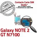 Samsung Galaxy NOTE2 GT N7100 S1 Doré SIM Qualité Memoire Connector Contact Carte Reader Nappe Lecteur Connecteur Micro-SD ORIGINAL