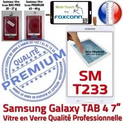 Samsung Supérieure Verre Galaxy Adhésif LCD Assemblée B Qualité SM-T233 inch 7 PREMIUM Vitre TAB4 Blanche Ecran Prémonté Tactile